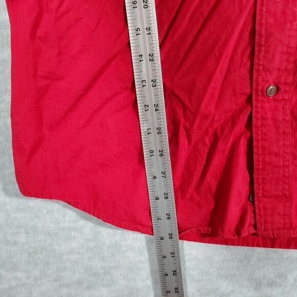 Chaps Ralph Lauren Shirt Mens Large Red Cotton Workwear Collared Button Down - Picture 4 of 7